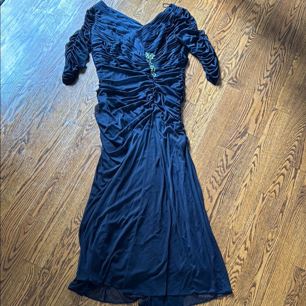 Elegant special occasion Navy Blue Ruched Dress